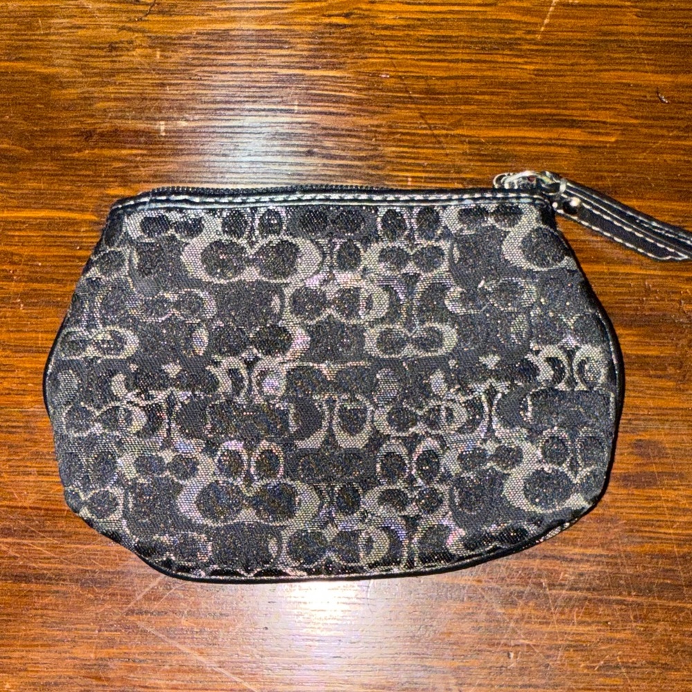 Coach Black and Silver Patterned Women's change purse